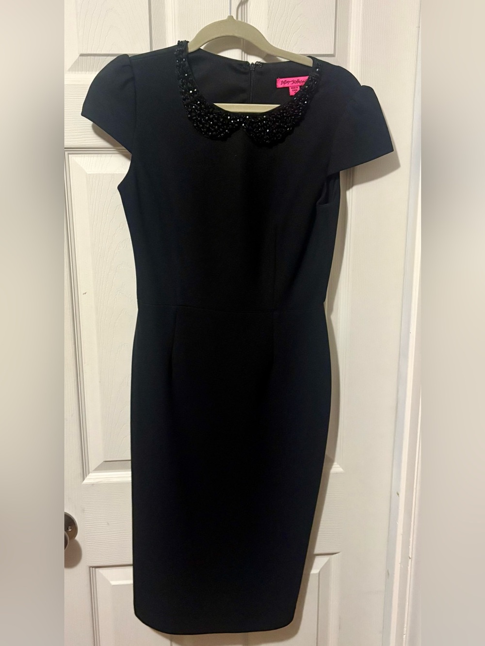 Betsey Johnson Black Beaded Peter Pan Collar Midi Dress
